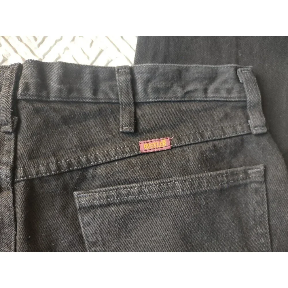 Rustler Denim Straight Jeans Men's 36x29 Black 4-Pocket 100% Cotton ~ Great! - Picture 6 of 9